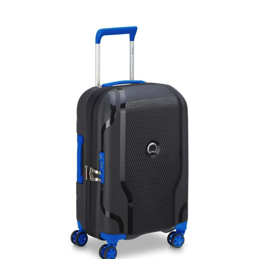 Luggage Delsey Luggage | Delsey Clavel 55Cm Carry On Luggage - Black/Blue