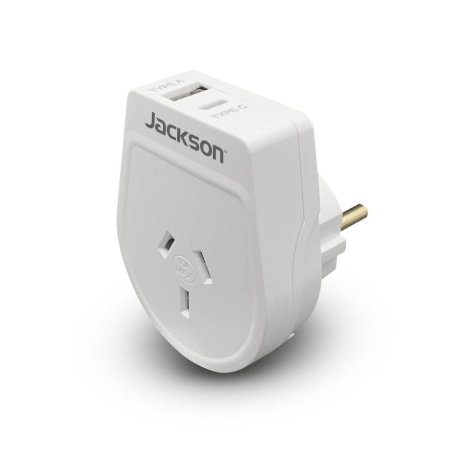 Accessories Jackson Travel Adaptors | Jackson Outbound Slim Usb-A & C Travel Adaptor Aus To Eu