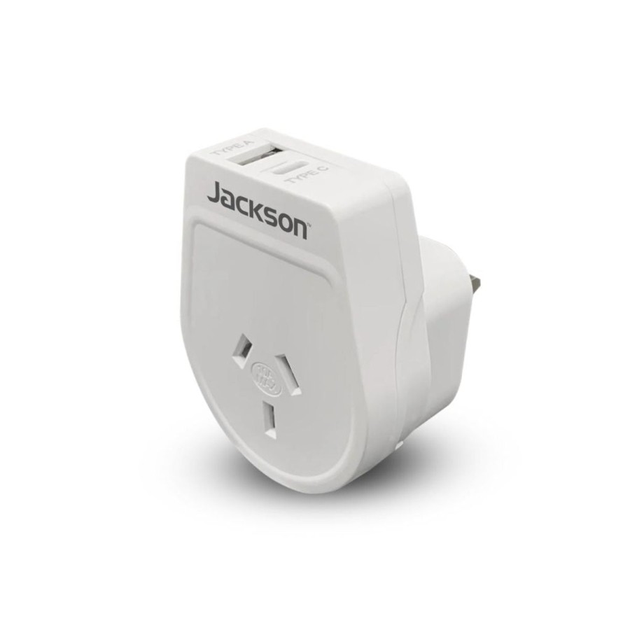 Accessories Jackson Travel Adaptors | Jackson Outbound Slim Usb-A & C Travel Adaptor Aus To Uk & Hk