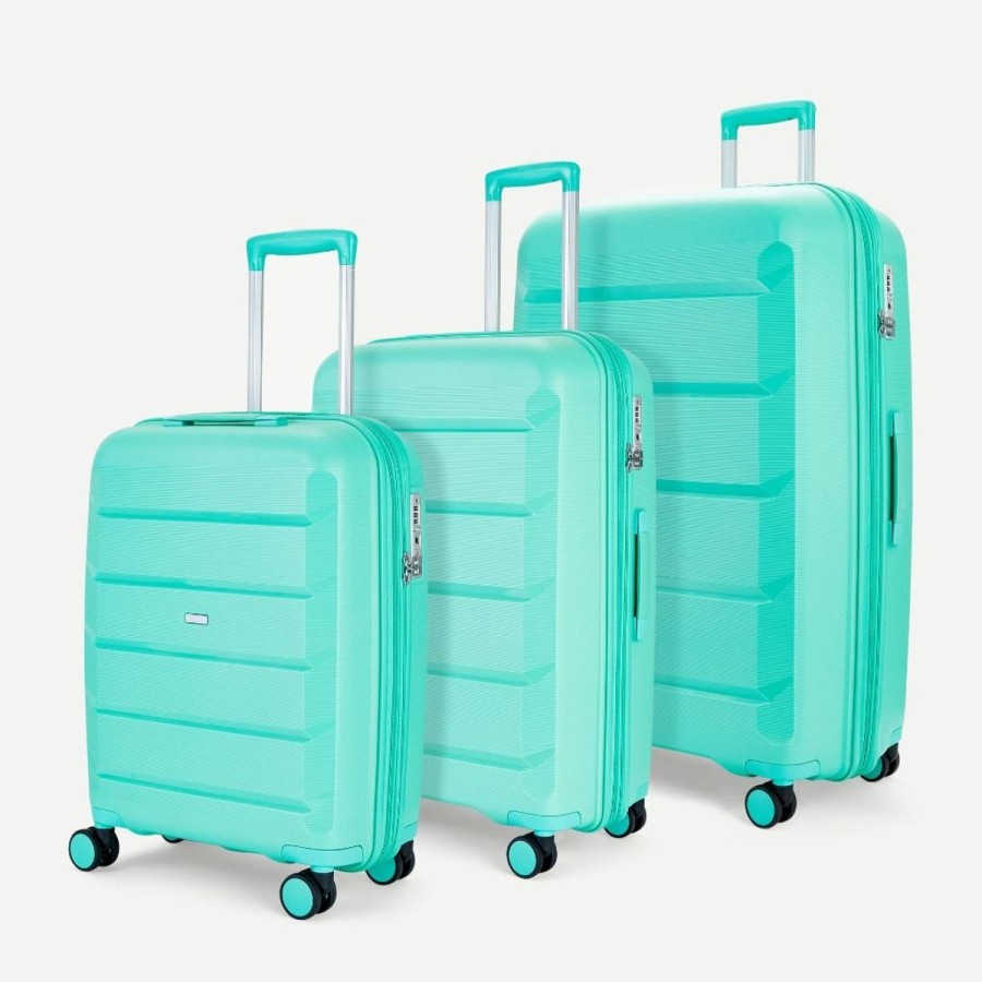 Luggage Rock Luggage | Rock Tulum 3 Piece Set Expander Hardsided Luggage - Turquoise