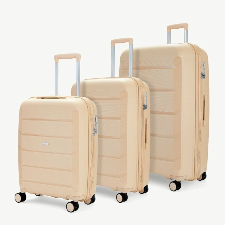 Luggage Rock Luggage | Rock Tulum 3 Piece Set Expander Hardsided Luggage - Beige