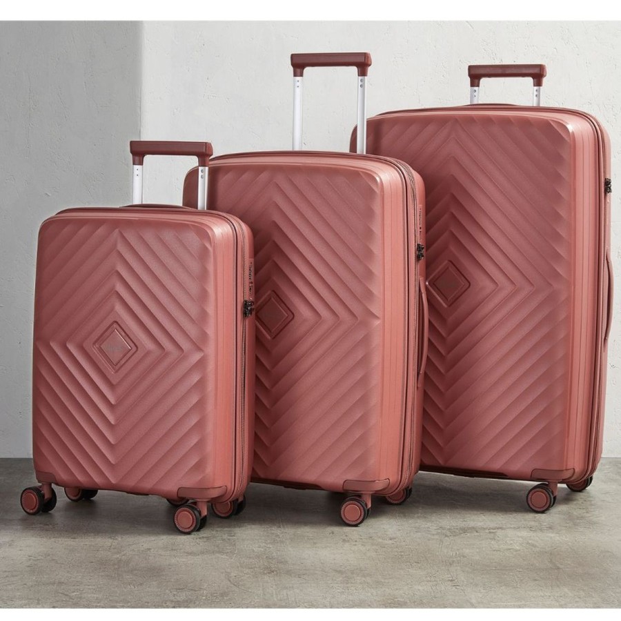 Luggage Rock Luggage | Rock Infinity 3 Piece Expander Hardsided Suitcase Set - Dusty Pink