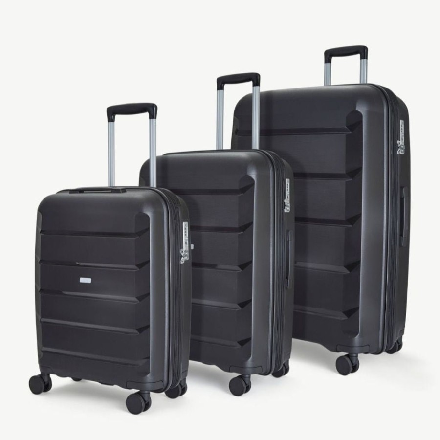 Luggage Rock Luggage | Rock Tulum 3 Piece Set Expander Hardsided Luggage - Black