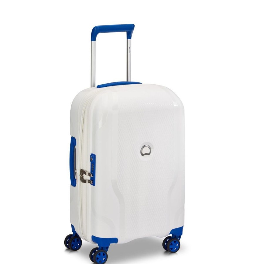 Luggage Delsey Luggage | Delsey Clavel 55Cm Carry On Luggage - White/Blue