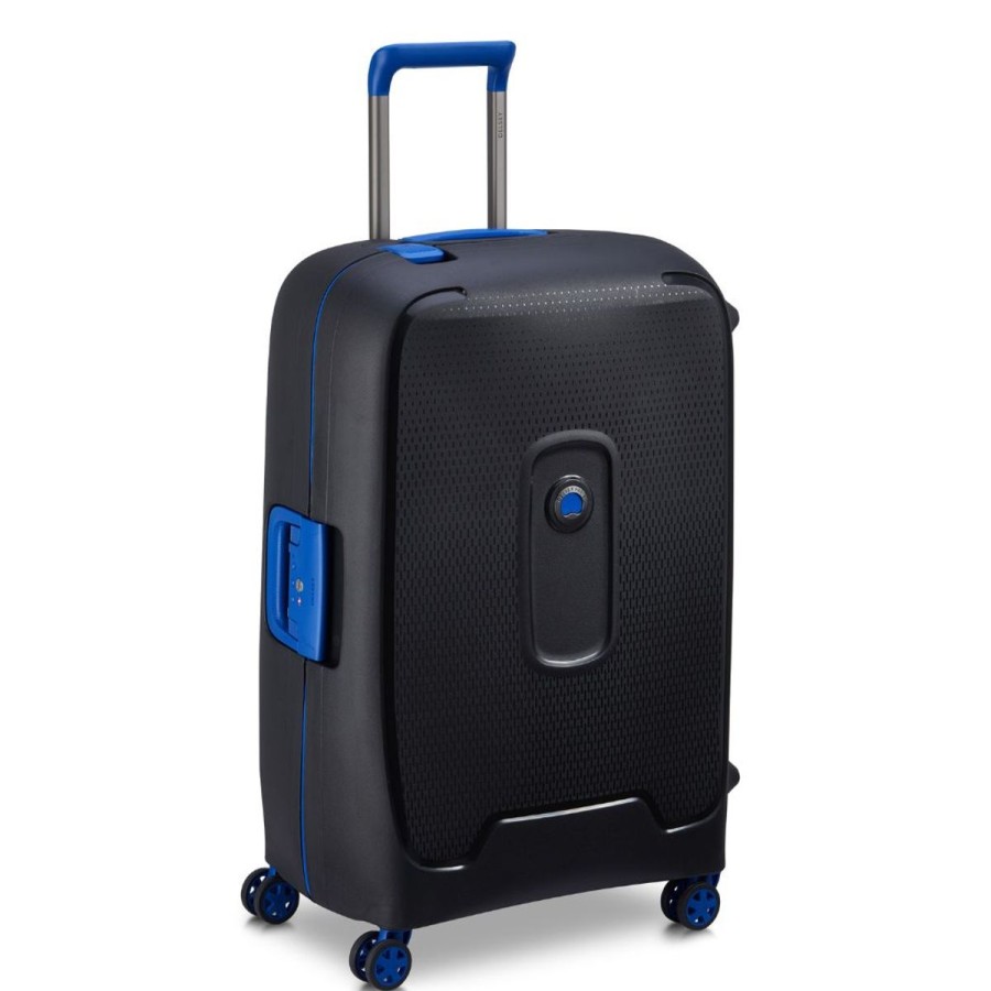 Luggage Delsey Luggage | Delsey Moncey 69Cm Medium Hardsided Luggage Black/Blue