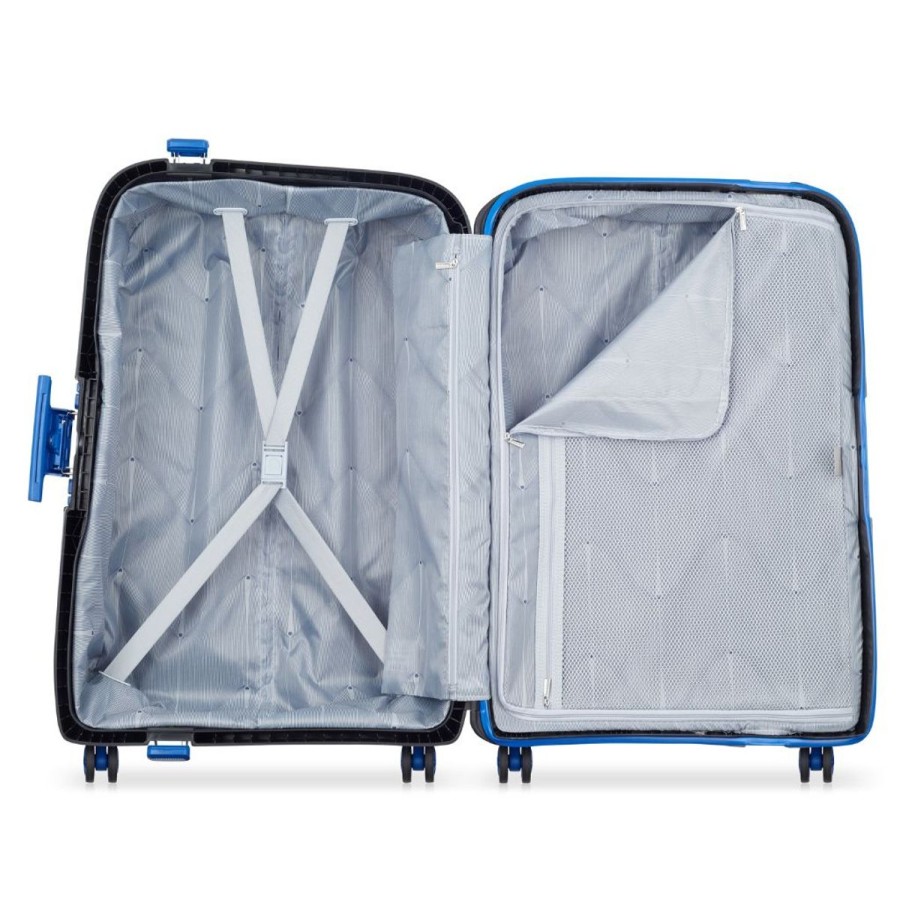 Luggage Delsey Luggage | Delsey Moncey 69Cm Medium Hardsided Luggage Black/Blue